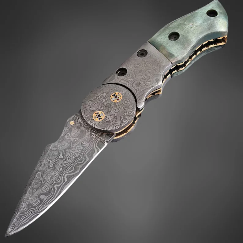 Handmade Damascus Steel Knife with Camel Bone Handle & Leather Sheath main image 0